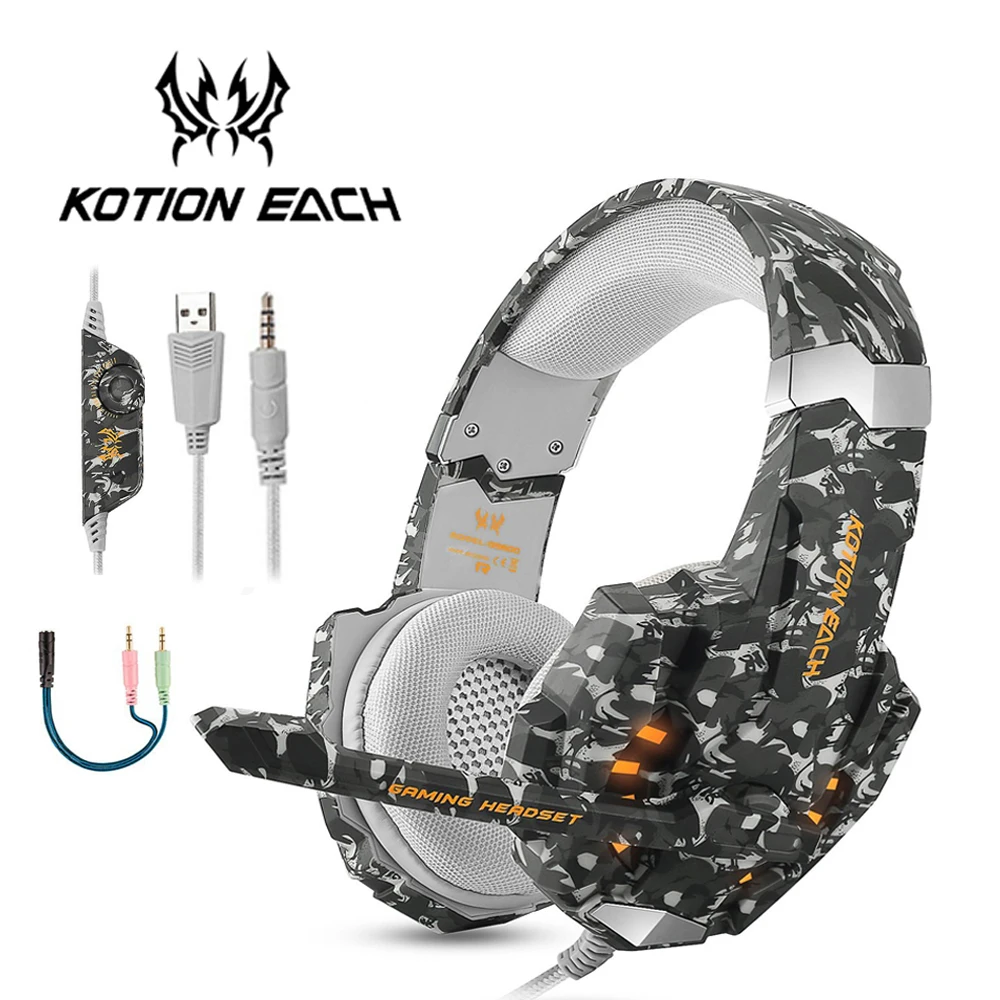 KOTION EACH G9600 стерео камуфляжная игровая гарнитура наушники с шумоподавлением