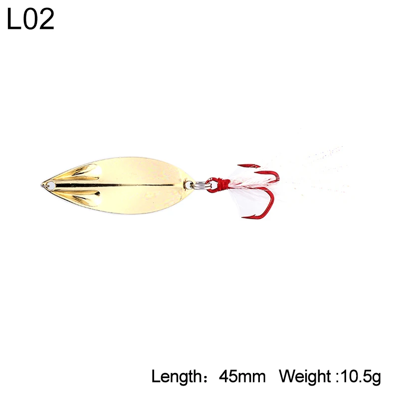 3402-10.5g-L02 Kingdom металлическая приманка лист рыболовные приманки жесткие приманки 1 шт. полный водный слой металлический материал с рыболовный крючок с пером снасти - Цвет: 3402-10.5g-L02