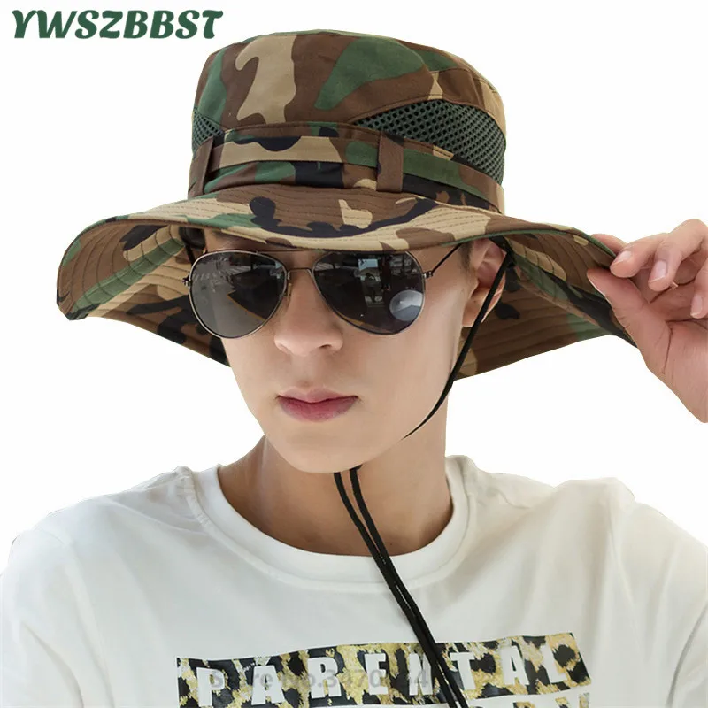 

Summer Men Sun Hats Camouflage Sunscreen Fold-able Children Cap Women Bucket Hat Men Fisherman Hat for Autumn Outdoor Jungle