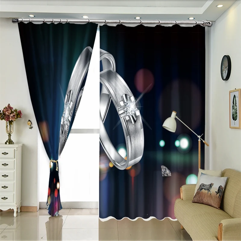 Индивидуальные АЛМАЗНОЕ КОЛЬЦО Роскошные 3D затемненные занавески для окна