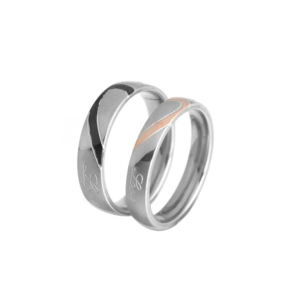 Fashion Couple Heart Shape Rings Matching Titanium Promise Ring for 316L Stainless Steel Wedding Bands Lovers | Украшения и