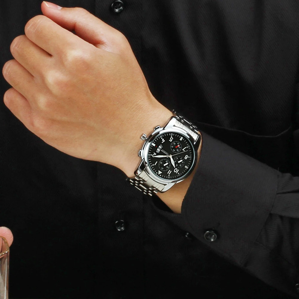 Мужские часы Montre Homme брендовые Роскошные деловые 2020 стальной ремешок 30 м