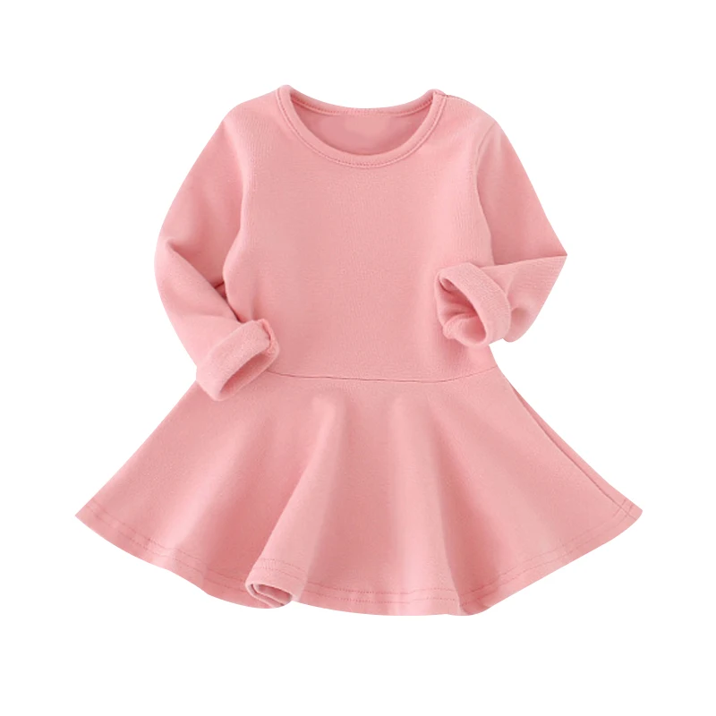 7 Color New 2018 Autumn Kids Solid Cotton Dress Girls Long Sleeve Dresses Girl Baby Vestidos Infant Clothing Children'S Clothes | Детская
