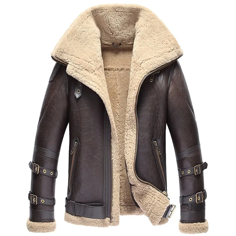 NEW 100% REAL GENUINE SHEARLING SUEDE LEATHER BLACK COAT JACKET FUR WARM XS-6XL NEW 100% REAL GENUINE SHEARLING SUEDE LEATHER BLACK COAT JACKET FUR WARM XS-6XL