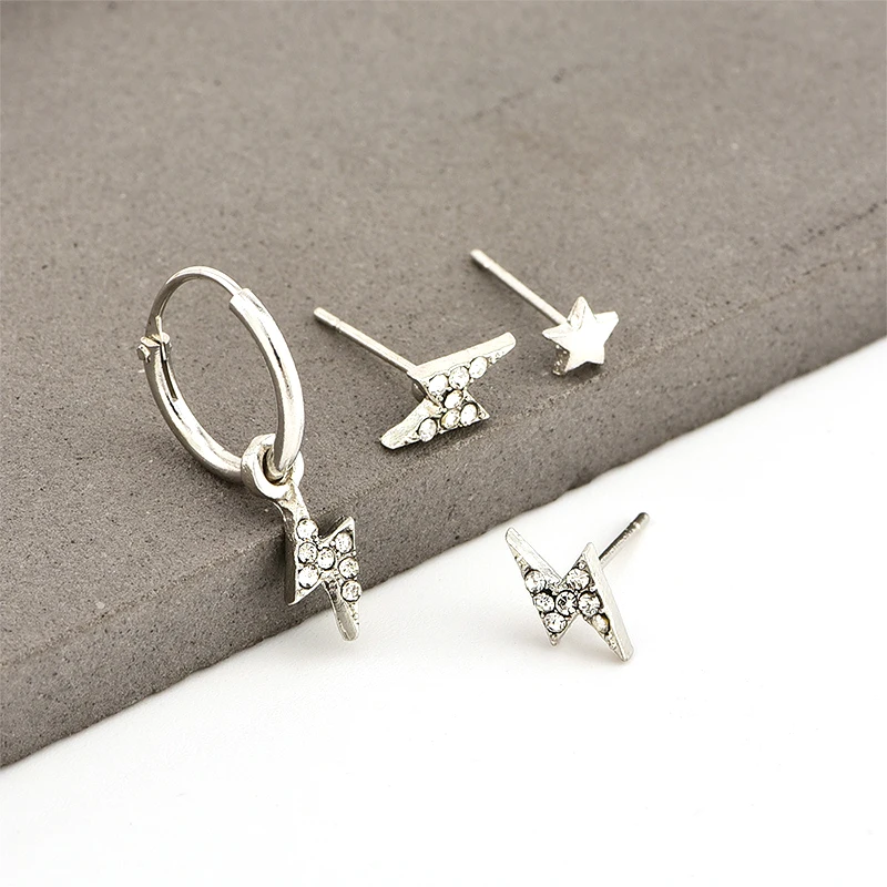 

4 Pcs/ Set Bohemian Color Lightning Star Stud Earrings Set for Women Girl Brincos Earrings Fashion Jewelry Accessories