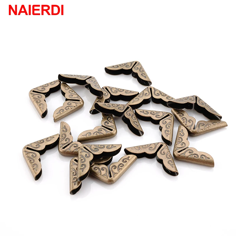 

NAIERDI 100pcs 15x15x3mm Antique Brass Metal Book Scrapbooking Notebook Albums Menus Folders Corner Protectors Bronze Tone