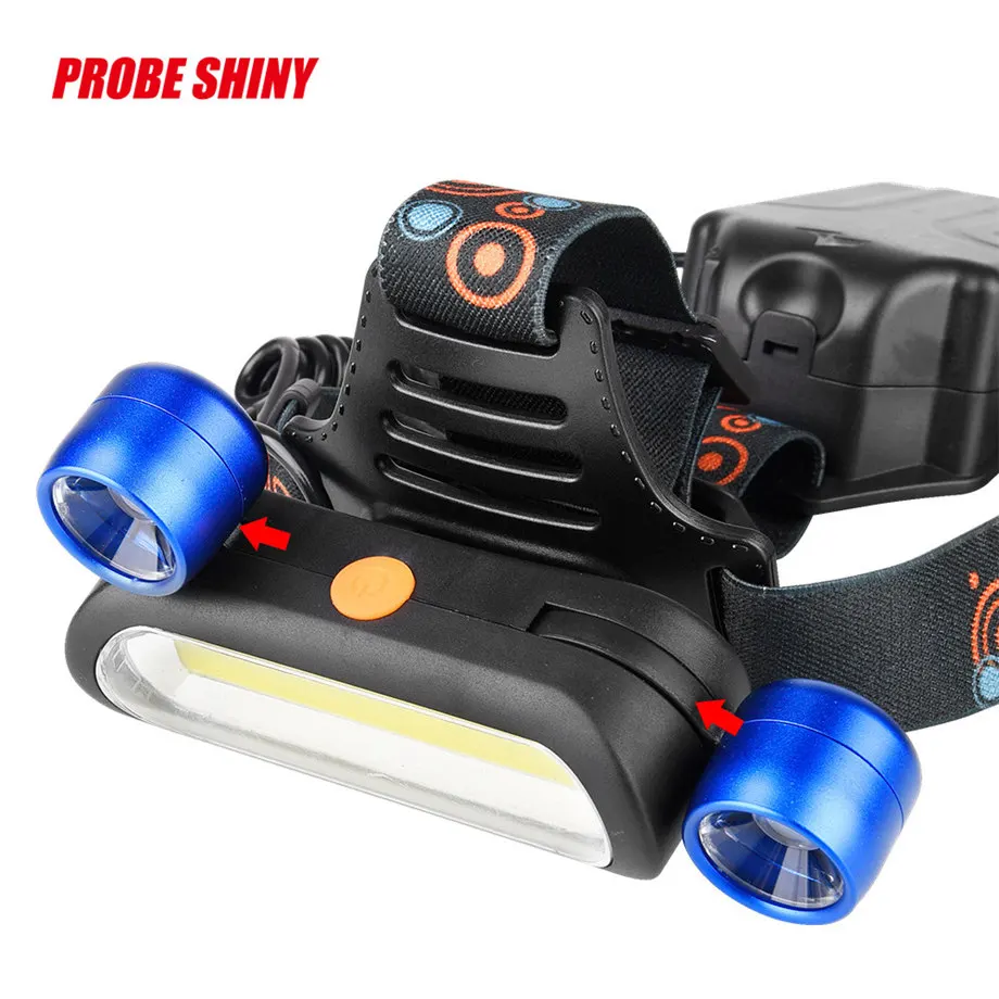 PROBE SHINY 2017 15000LM 2x XM L T6 светодиодный + COB Перезаряжаемый USB 18650 налобный фонарь синий
