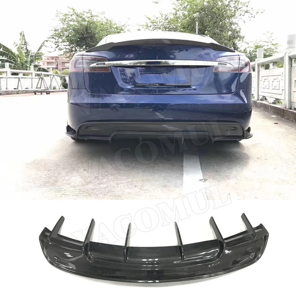 Углеволокно задний бампер диффузор спойлер для Tesla модель S 70D P85D 90D P100D Седан 4
