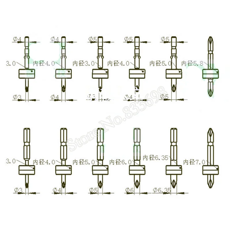 One Screwdriver Bits Magnetic Ring 3mm 4mm 5mm 5.7mm 6mm 6.35mm 7mm Strong Magnetizer Screw for DC Powered Electric Screwdriver