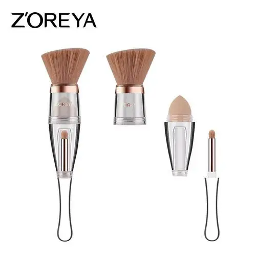 4 многофункционального макияжа Borstel Roestvrij Staal Telescope Handvat Rayon Borstel Houten Make-up Borstel Make-up Artiest