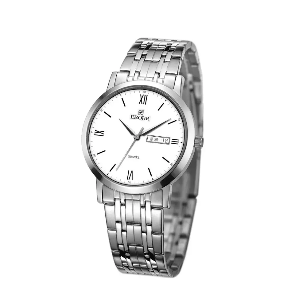 EBOHR Брендовые мужские часы модные кварцевые браслет повседневные Подарочные