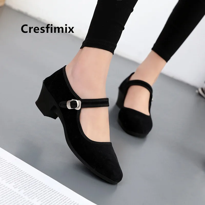 

Cresfimix zapatos planos de mujer; Женские милые черные тканевые танцевальные туфли; Женские повседневные удобные балетки; Классная обувь; a5449