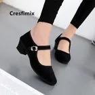 Cresfimix zapatos planos de mujer; Женские милые черные тканевые танцевальные туфли; Женские повседневные удобные балетки; Классная обувь; a5449