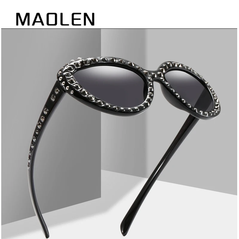 MAOLEN 2018 Foreign trade hot sale explosions Outdoor general large frame fashion retro butterfly-shaped diamond sunglasses | Аксессуары