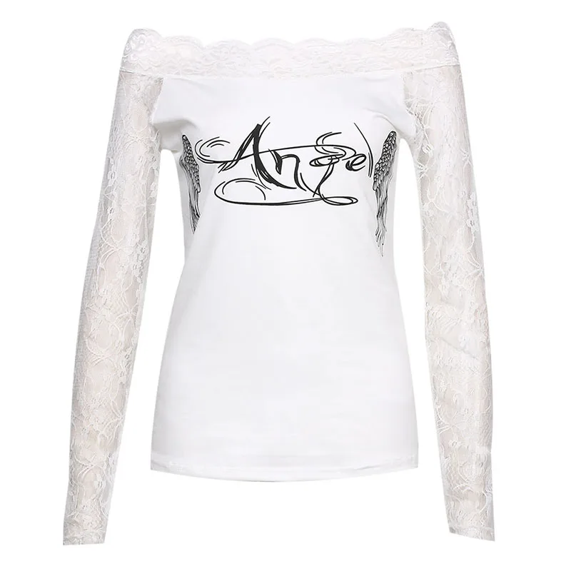 Ladys Long Sleeve Prints Shirt Casual Lace Blouse Loose Cotton Tops | Женская одежда