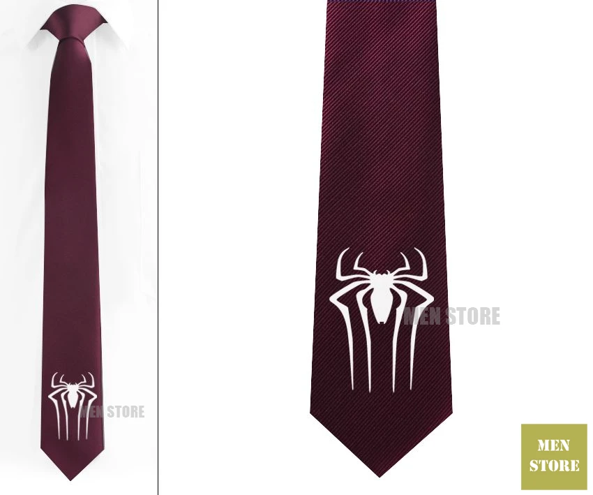 Dark Red tie-White Удивительный Человек-Паук Символ Мужской Жаккардовый тканый узкий 2," галстук 6 см Галстук Свадебная вечеринка галстук для жениха запонки LK089M - Цвет: Dark Red tie-White