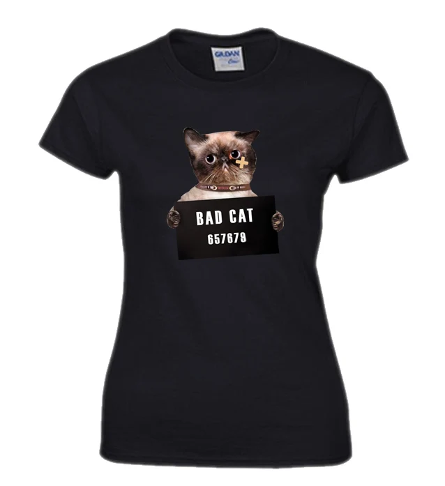 Футболка хлопок европейский размер мужчина женщина собака полицейский дизайн Bad