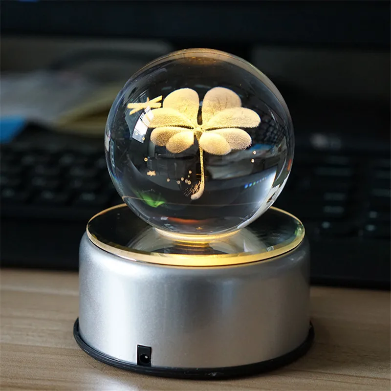 LED хрустальный шар лампа вращающаяся 3D Луна ночник RGB USB перезаряжаемая