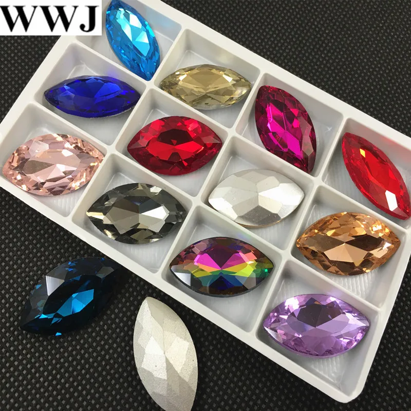 Jet черный цвет Navette причудливый Камень стеклянный лошадиный глаз Кристалл для