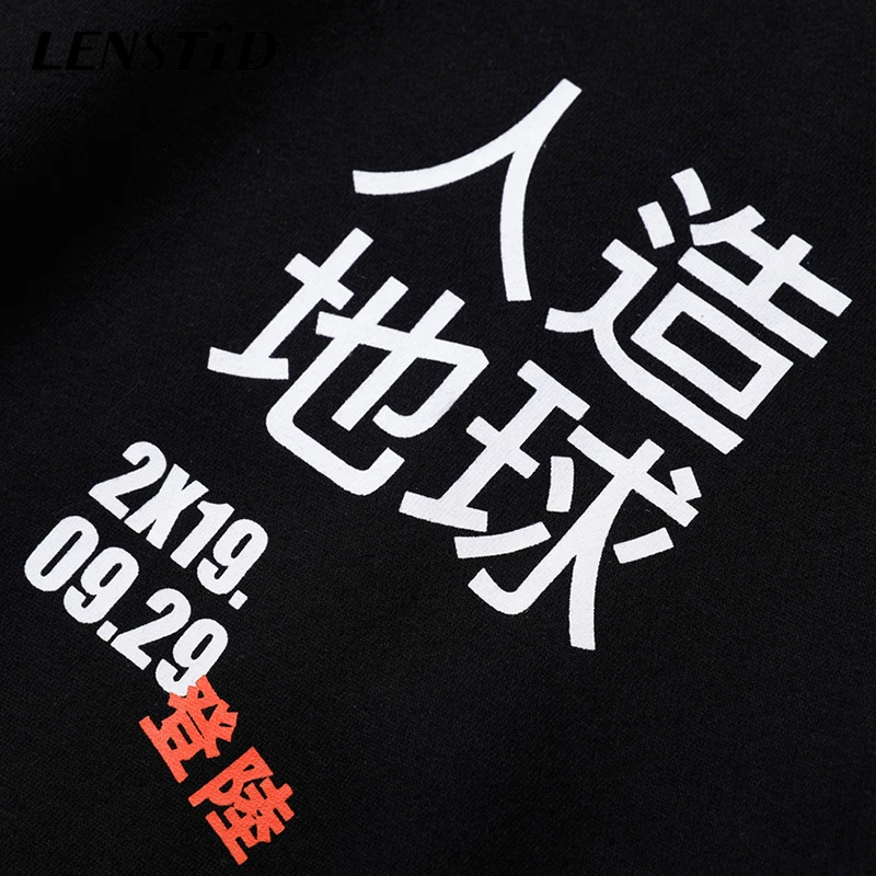 LENSTID 2019 Harajuku Графический граффити канджи хип хоп Уличная толстовка хлопок осень