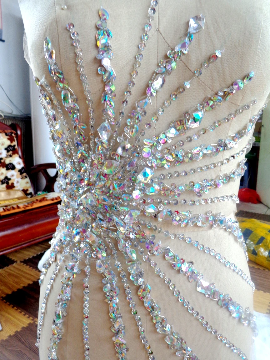 Прозрачные стразы A93 для шитья ручной работы 72 х41 см|sew on rhinestone applique|sew crystal patchessew