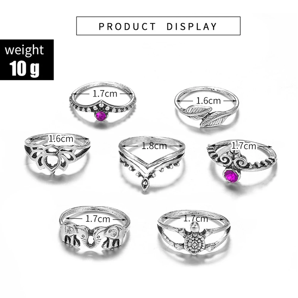 7 шт./компл. Богемия фиолетовый под старину лотоса черепаха слон листьев Корона