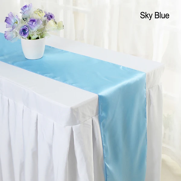 Sky Blue 1 шт. атласная настольная дорожка Современные хрустальные люстры для дома вечерние Украшение стола, свадьбы, Рождества, украшение 30x275 см - Цвет: Sky Blue