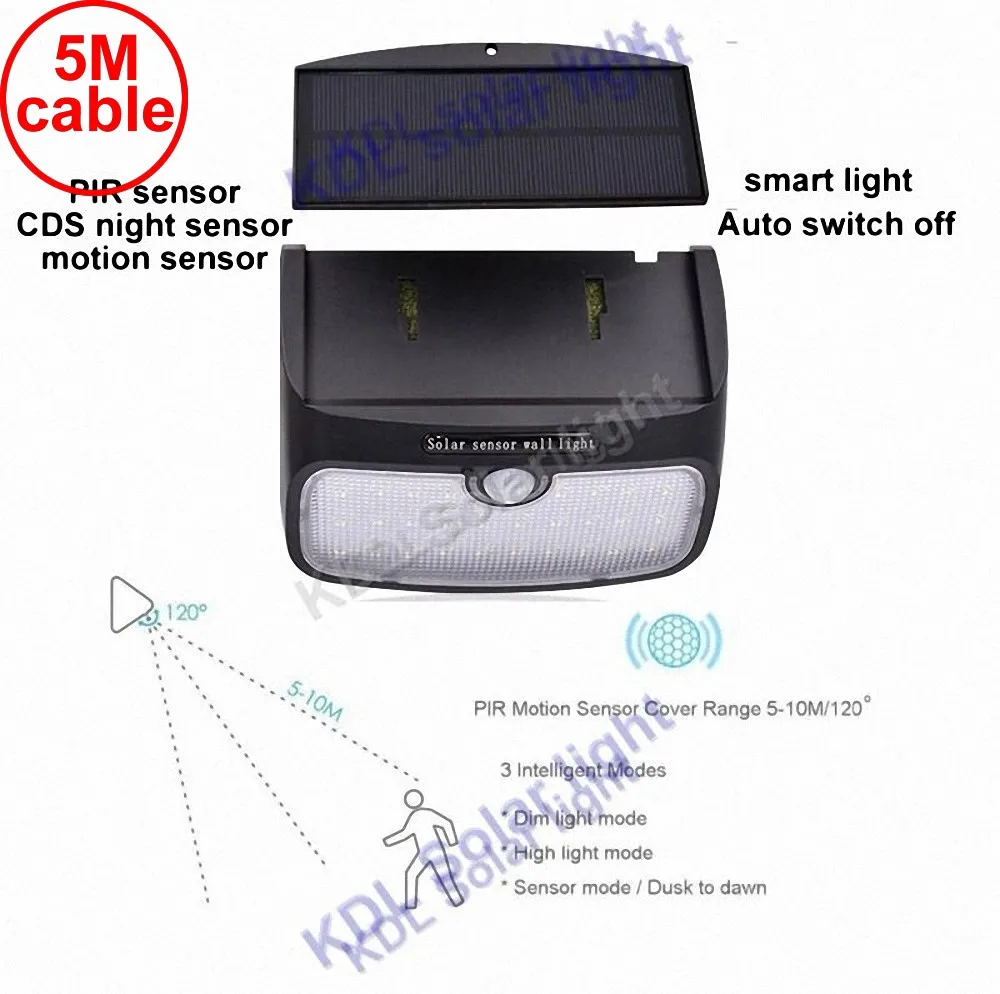 

48 leds split solar panel indoor Light PIR motion radar for Garden Back Door Step Stair Fence landscape decor home gateway ip65