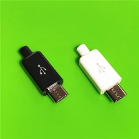10pcslot yt2153 micro usb 4pin male connector plug blackwhite welding data otg line interface diy data cable accessories