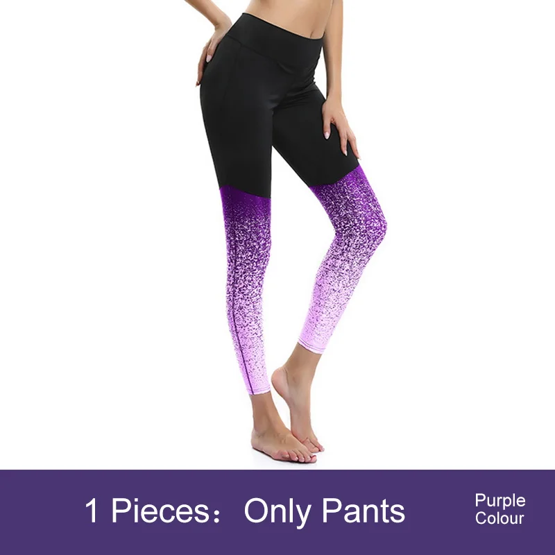 Pants Purple 2 шт., набор для йоги, женская одежда для спортзала, фитнеса, Леггинсы для йоги с высокой талией, набор для бега, спортивная одежда, энергетические бесшовные леггинсы+ бюстгальтер на бретельках - Цвет: Pants Purple