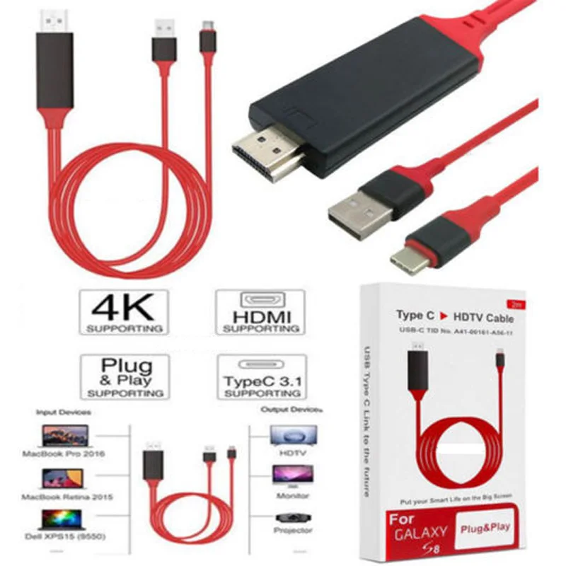 USB C Hdmi кабель 3 1 Тип к HDMI HDTV AV Кабель-адаптер 4K для Samsung Galaxy S9 S8 Nokia 950 950XL LG G5 G6 Htc Macbook |