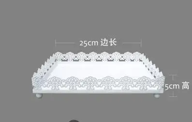 large 25cmx25cm Квадратный CakeTray лотки для еды белый поднос для сервировки железный металлический домашний поднос для хранения декоративная тарелка для свадебного торта SNTP015 - Цвет: large 25cmx25cm