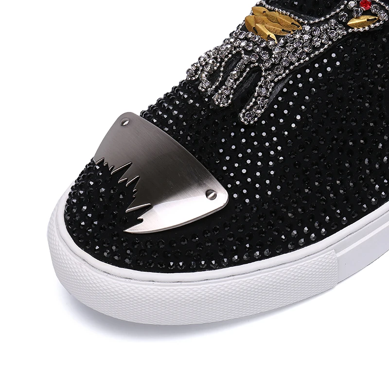 Luxury brand Animal Prints designer deer embroidery Rhinestone Men Loafers Fashion Male Nightclub Party shoes zapatos de novio | Обувь
