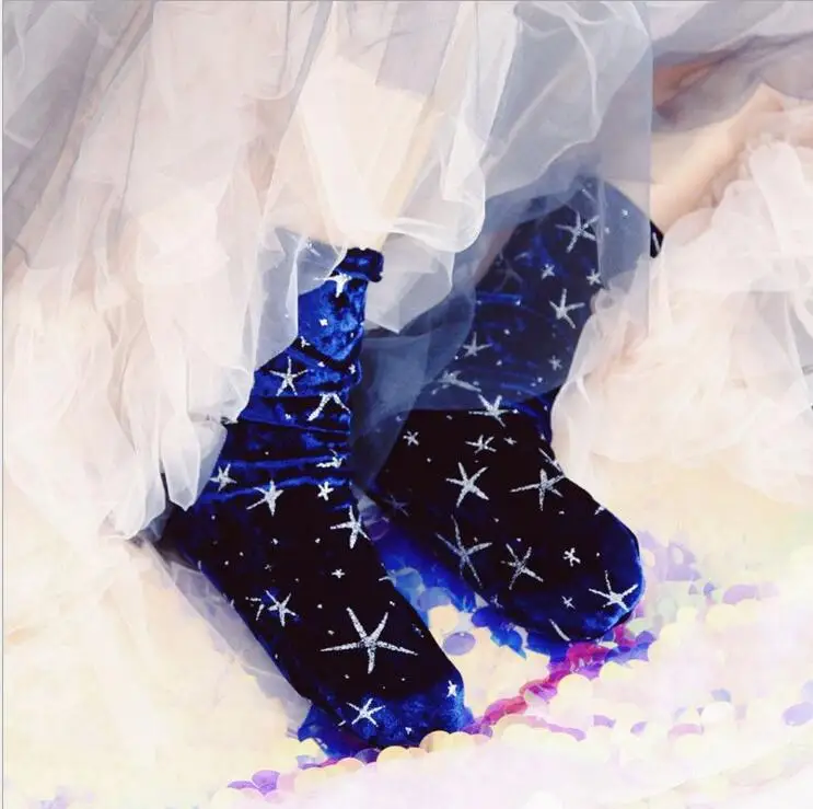 Женские зимние вельветовые носки высококачественные блестящие со стразами в