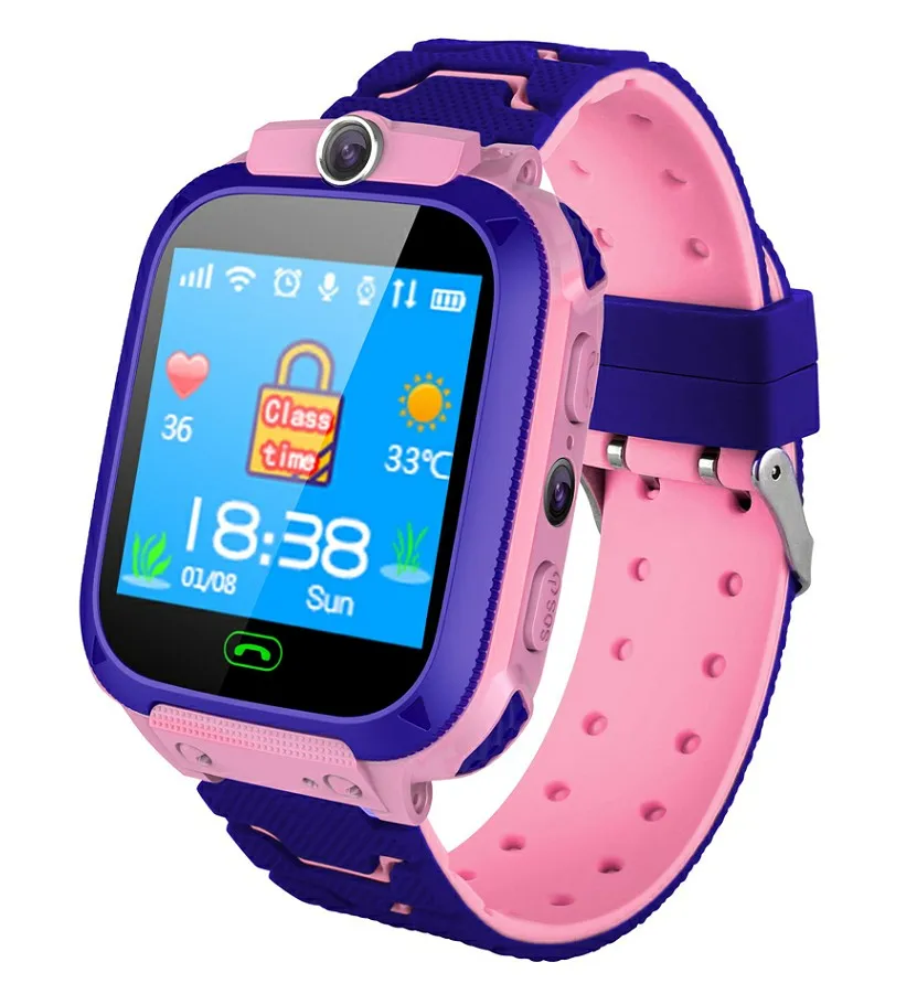 pink Водонепроницаемые Детские Смарт-часы SOS Antil-lost умные часы детские 2G sim-карты часы отслеживание местоположения вызова умные часы PK Q50 Q90 Q528 - Цвет: pink