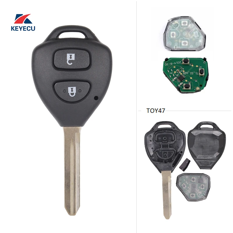Запасная деталь KEYECU 2 кнопки 433 МГц 4D67 для Toyota RAV4 2006 2010 евро TOY47 лезвие Свободное