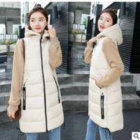 2022 new winter jacket brand women vest hooded thicken warm long casual cotton padded waistcoat female sleeveless waistcoat