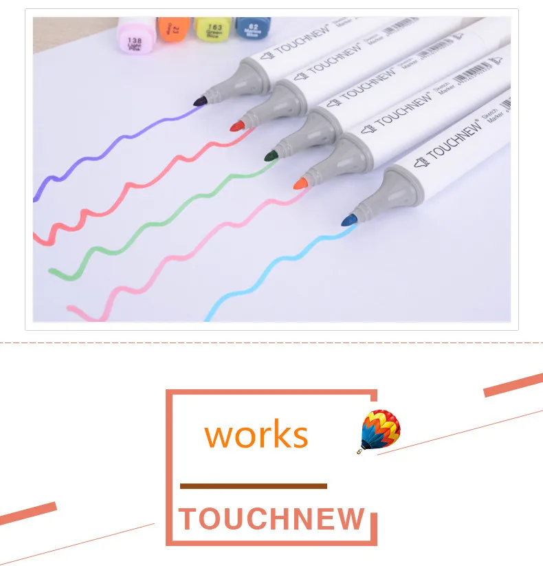 TOUCHNEW, 168 цветов, одиночные художественные маркеры, кисть, эскиз, на спиртовой основе, маркеры, двойная головка, манга, ручки для рисования, товары для рукоделия
