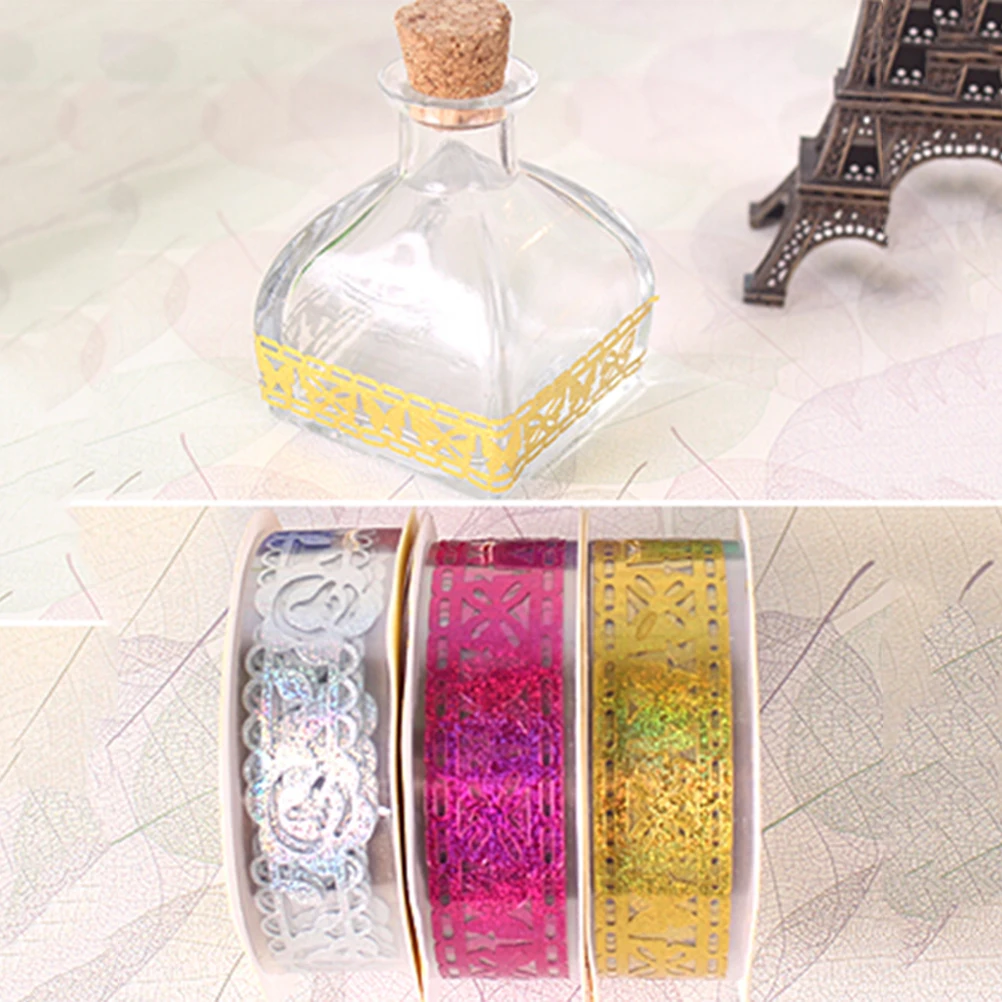 

1 piece 1.7 m 7 Colors Hollow out transparent Lace Tape Decoration Roll Self Adhesive Tape Scrapbook Washi Tape