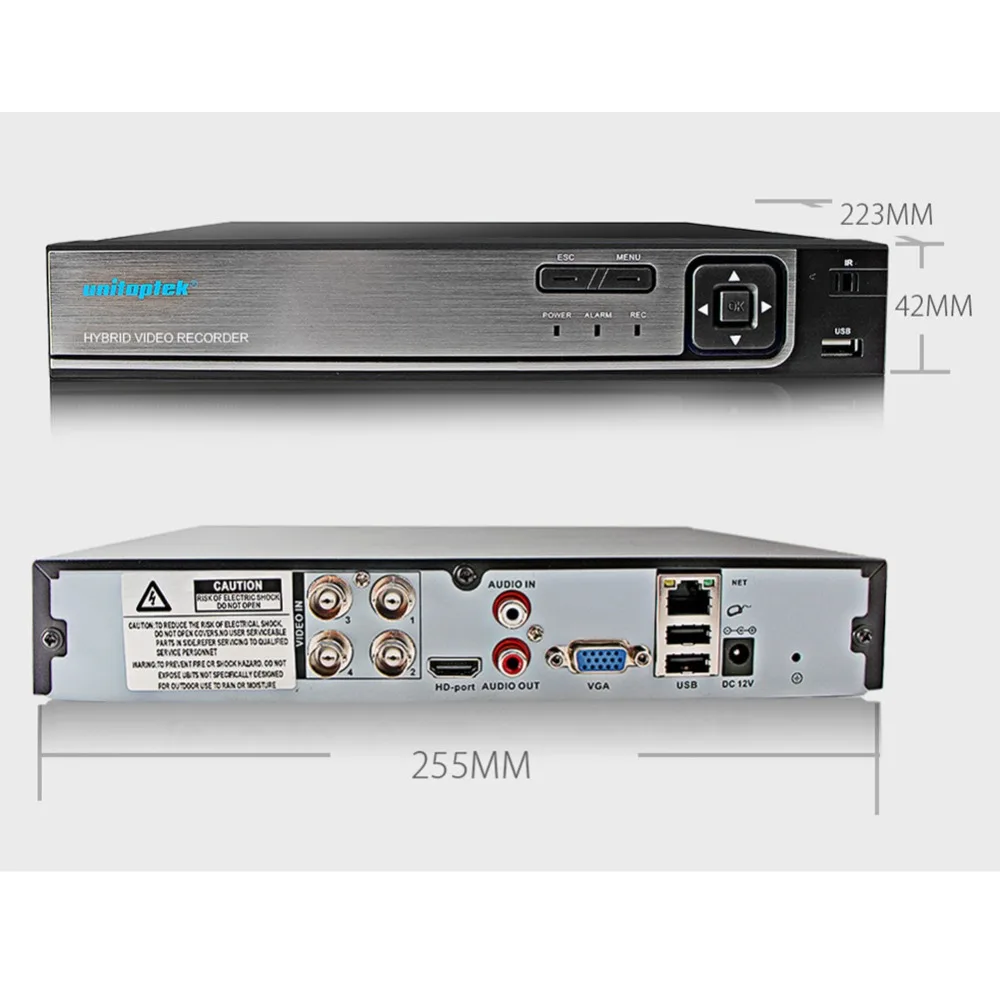 UNITOPTEK 1080N HDMI DVR 1200TVL 720 P HD AHD камера набор наружная домашняя безопасности Система 4CH