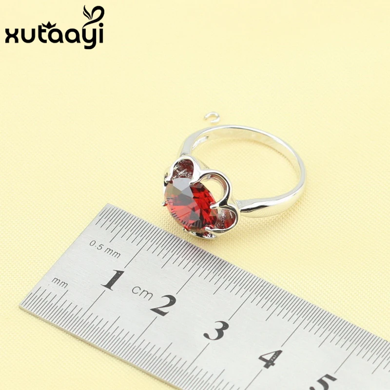 Женский комплект ювелирных изделий красный гранатовый серебряное ювелирное