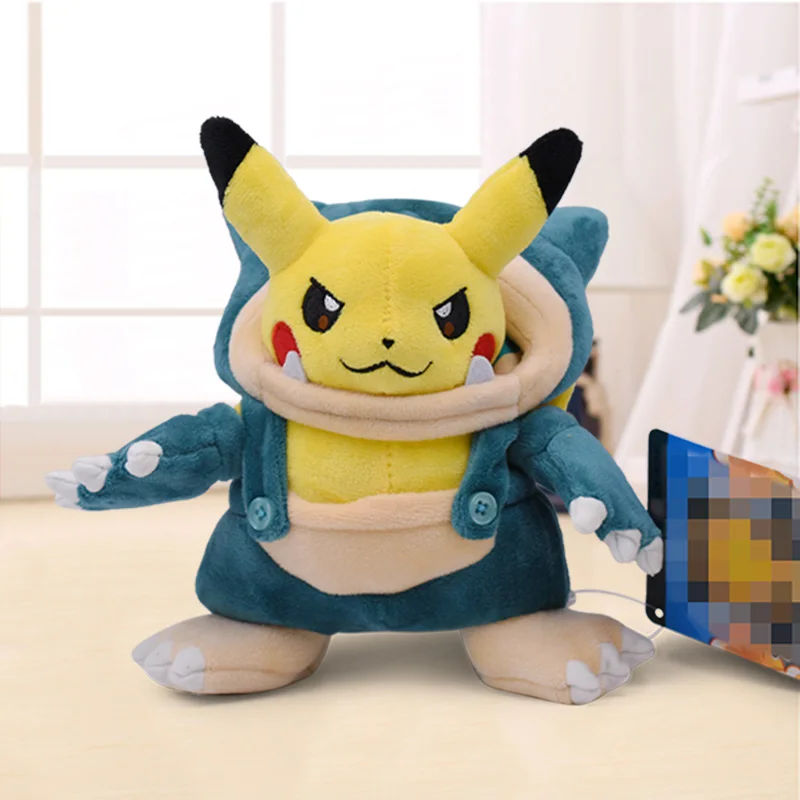 3 стиля 21 см Аниме Пикачу Мягкие плюшевые куклы игрушки Косплей Garchomp Snorlax Ampharos мультфильм Peluche куклы рождественский подарок для детей