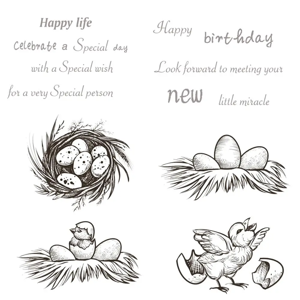 AZSG Happy Life/День рождения/птица прозрачные штампы для DIY скрапбукинга декоративные