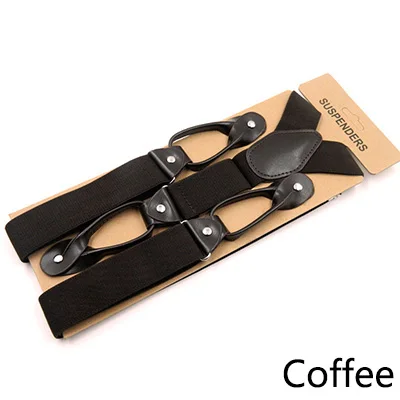 Coffee Deepeel, 1 шт., 3,5*120 см, мужские подтяжки, повседневные, 6 зажимов, кнопки, ремень, высокое качество, для взрослых, кнопки, эластичная лента, подтяжки, аксессуары для костюма - Цвет: Coffee