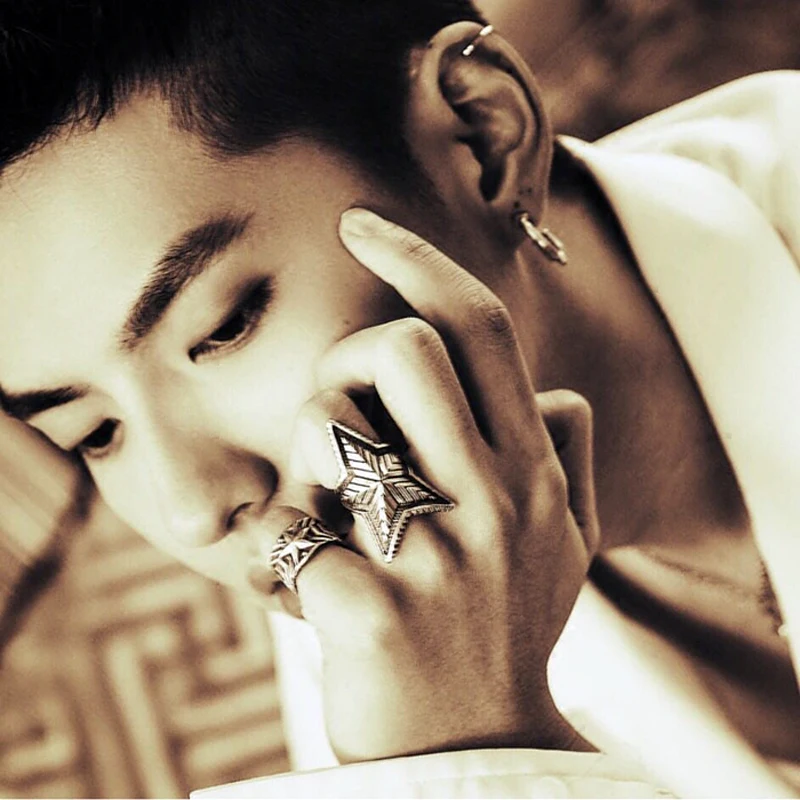 Мужское Винтажное кольцо мужское из нержавеющей стали в стиле панк со звездой