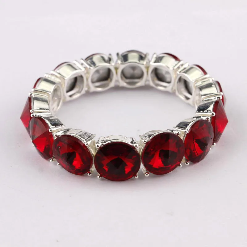 Silver Red ZWPON новые эластичные призматические кристаллы точечные браслеты для женщин трендовые Золотые Регулируемые вдохновляющие браслеты ювелирные изделия - Окраска металла: Silver Red