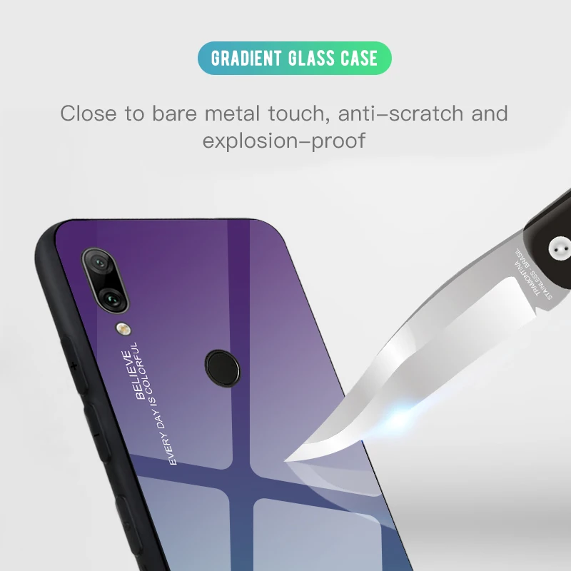 Чехол из закаленного стекла с градиентом для huawei Y7 Prime Y7PRIME DUB-LX1 Y7 Pro DUB-LX2, жесткий чехол для телефона с полным покрытием