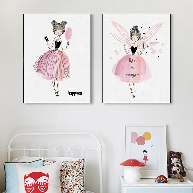Холст для девочек с акварелью плакат художественным принтом настенные картины