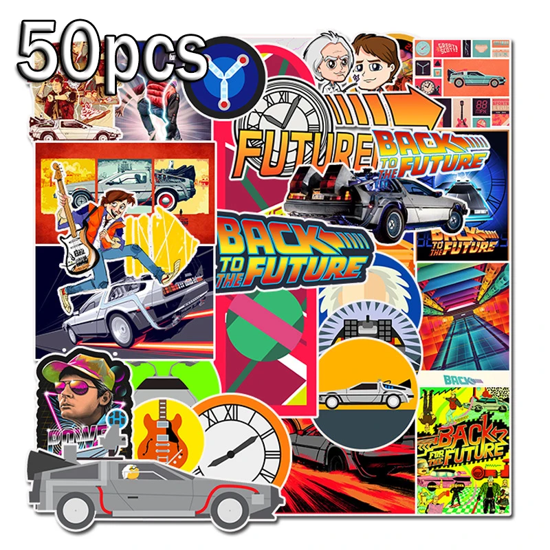 50PCS 50 шт. Классические фильмы Back To The Future наклейки для Чемодан ноутбук искусство картина на стену DIY плакат наклейки Водонепроницаемый скейтборд игрушки - Цвет: 50PCS