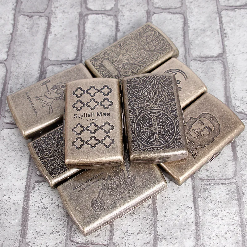 

1 piece NEW Metal Cigarette Case Holding 12 pcs Cigarettes Bronze Color Smoking Tobacco Box Pocket Vintage cigarette box holder